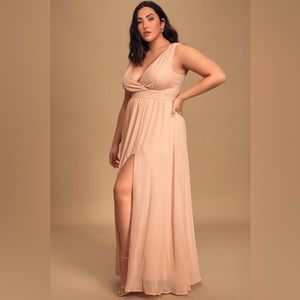 LULUS Thoughts of Hue Blush Surplice Maxi Dress L